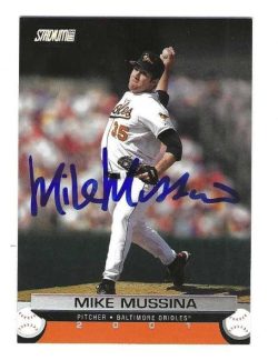Autographed MIKE MUSSINA Baltimore Orioles 2001 Topps Stadium Club Card