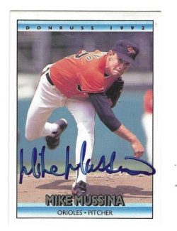 Autographed MIKE MUSSINA Baltimore Orioles 1992 Donruss Card