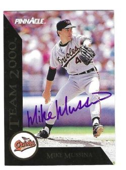 Autographed MIKE MUSSINA Baltimore Orioles 1992 Pinnacle Team 2000 Card