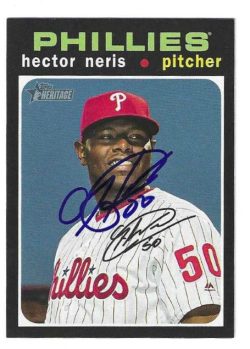 Autographed HECTOR NERIS Philadelphia Phillies 2020 Topps Heritage Card