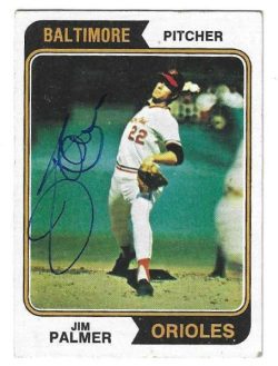 Autographed JIM PALMER Baltimore Orioles 1974 Topps Card