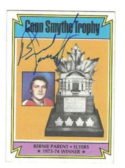 Autographed  Bernie Parent 1974-75 Topps Philadelphia Flyers card #251