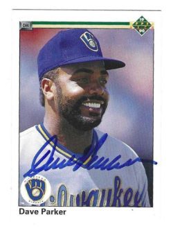 Autographed DAVE PARKER Milwaukee Brewers 1990 Upper Deck Card
