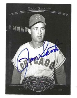 Autographed RON SANTO Chicago Cubs 2005 Upper Deck Past Time Pennants Card