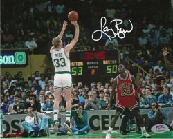 Autographed LARRY BIRD 8X10 BOSTON CELTICS photo PSA Witnessed