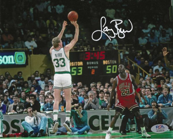AUTOGRAPHED LARRY BIRD 16x20 Boston Celtics photo PSA Witnessed