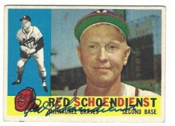 Autographed RED SCHOENDIENST Milwaukee Braves 1960 Topps Card