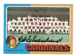 Autographed RED SCHOENDIENST St. Louis Cardinals 1975 Topps Card