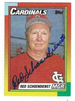 Autographed RED SCHOENDIENST St. Louis Cardinals 1990 Topps Card