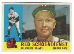 Autographed RED SCHOENDIENST Milwaukee Braves 1960 Topps Card