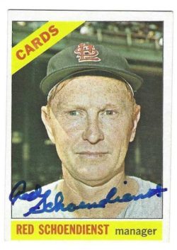 Autographed RED SCHOENDIENST St. Louis Cardinals 1966 Topps Card