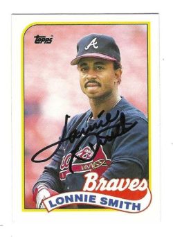Autographed LONNIE SMITH Atlanta Braves 1989 Topps Card