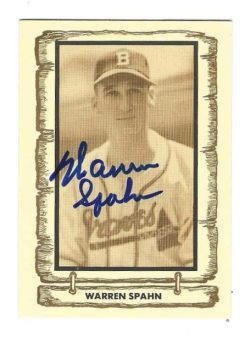 Autographed  WARREN SPAHN Boston Braves 1981 Cramer card