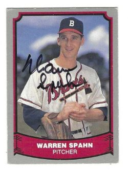 Autographed  WARREN SPAHN Boston Braves 1988 Pacific Legends card