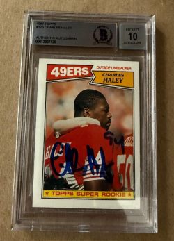 Autographed 1987 Topps Charles Haley SF 49ers Rookie Card #125 Beckett Slabbed Auto 10