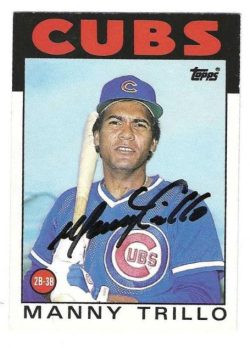 Autographed MANNY TRILLO Chicago Cubs 1986 Topps Card