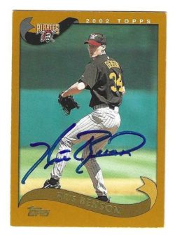 Autographed KRIS BENSON Pittsburgh Pirates 2002 Topps Card #484