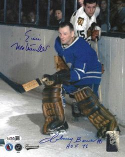 Autographed JOHNNY BOWER Maple Leafs and ERIC NESTERENKO Blackhawks photo JSA