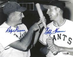 AUTOGRAPHED BOBBY THOMSON New york Giants & RALPH BRANCA Brooklyn Dodgers 8x10 photo JSA