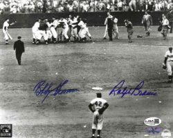 AUTOGRAPHED BOBBY THOMSON New york Giants & RALPH BRANCA Brooklyn Dodgers 8x10 photo JSA