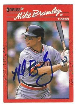Autographed MIKE BRUMLEY Detroit Tigers 1990 Donruss Card