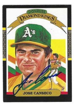 Autographed JOSE CANSECO Oakland A's 1987 Donruss Diamond King Card