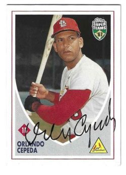 Autographed ORLANDO CEPEDA St. Louis Cardinals 2002 Topps Super Teams Card