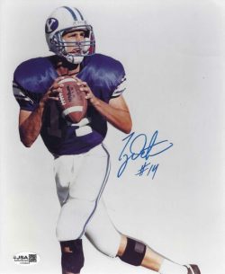 Autographed TY DETMER 8X10 BYU Cougars Photo JSA