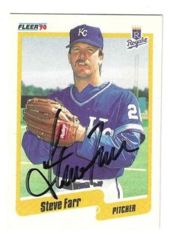 Autographed STEVE FARR Kansas City Royals 1990 Fleer Card
