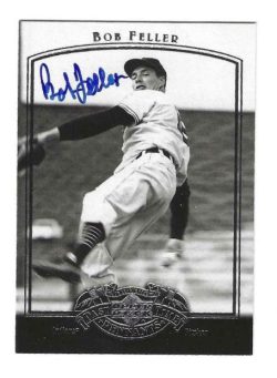 Autographed BOB FELLER 2005 Upper Deck Past Time Pennants Card