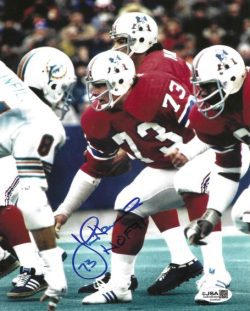 Autographed JOHN HANNAH "HOF 91" 8X10 New England Patriots Photo JSA