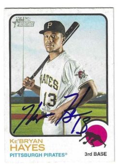 Autographed KE'BRYAN HAYES Pittsburgh Pirates 2022 Topps Heritage Card