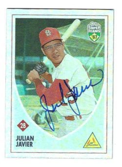Autographed JULIAN JAVIER St. Louis Cardinals 2002 TOPPS SUPER TEAMS CARD