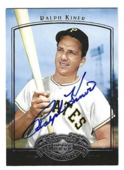 Autographed RALPH KINER Pittsburgh Pirates 2005 Upper Deck Past Time Pennants Card