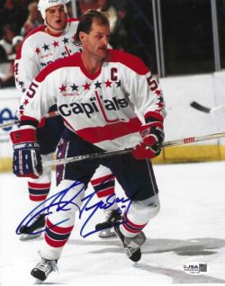 Autographed ROD LANGWAY 8X10 Washington Capitals photo. JSA
