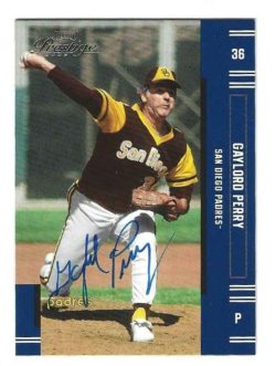 Autographed GAYLORD PERRY San Diego Padres 2005 Donruss Playoff Prestige Card