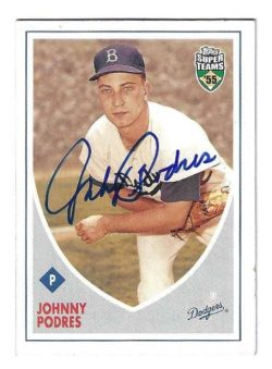 Autographed JOHNNY PODRES Brooklyn Dodgers 2002 Topps Super Teams