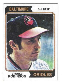Autographed BROOKS ROBINSON Baltimore Orioles 1974 Topps Card