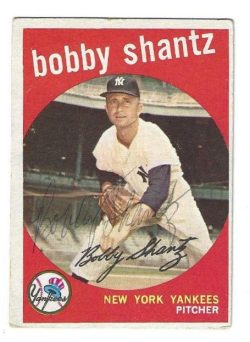 Autographed BOBBY SHANTZ New York Yankees 1959 Topps Card