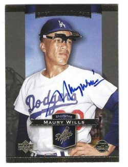 Autographed MAURY WILLS Los Angeles Dodgers 2003 Upper Deck Sweet Spot Classic Card