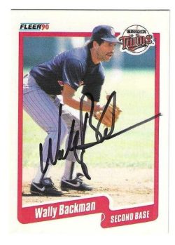 Autographed WALLY BACKMAN Minnesota Twins 1990 Fleer Card