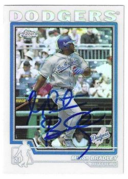 Autographed MILTON BRADLEY Los Angeles Dodgers 2004 Topps Chrome card