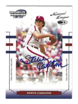 Autographed STEVE CARLTON Philadelphia Phillies 2004 Donruss World Series Card
