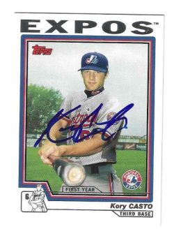 Autographed KORY CASTO Montreal Expos 2004 Topps Card