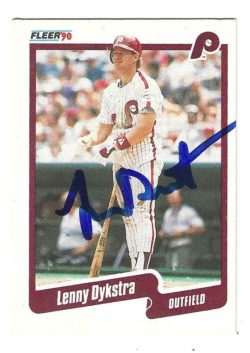 Autographed LENNY DYKSTRA Philadelphia Phillies 1990 Fleer Card