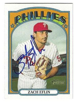 Autographed ZACH EFLIN Philadelphia Phillies 2021 Topps Heritage Card #318