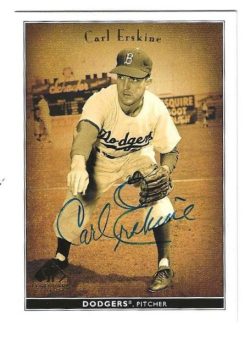 Autographed CARL ERSKINE Brooklyn Dodgers 2002 Upper Deck SP Legendary Cuts Card