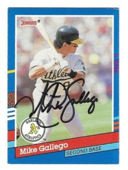 Autographed MIKE GALLEGO Oakland A's 1991 Donruss Card
