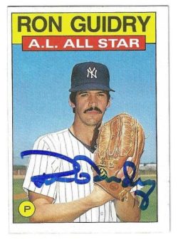 Autographed RON GUIDRY New York Yankees 1986 Topps Card