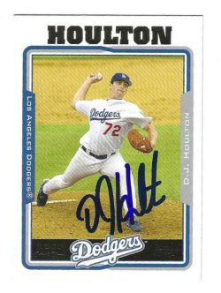 Autographed D.J. HOULTON Los Angeles Dodgers 2005 Topps card